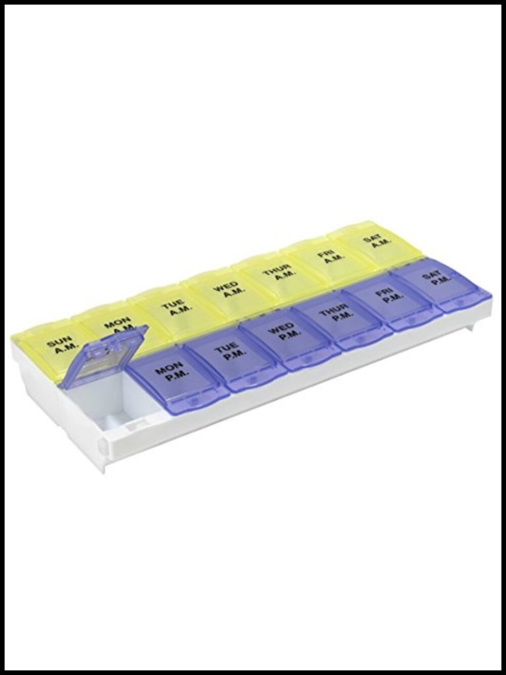 Weekly AM/PM Pill Organizer 2XL Planner Snap-Shut Lids 7 Compartments